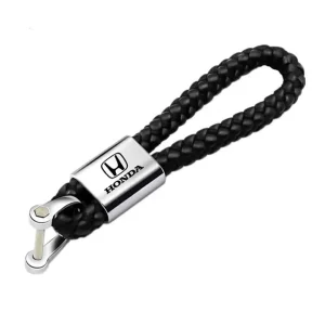 Honda Black Leather Rope Keychain