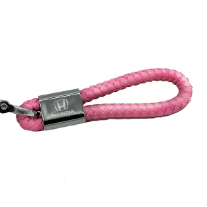 Honda Pink Leather Rope Keychain
